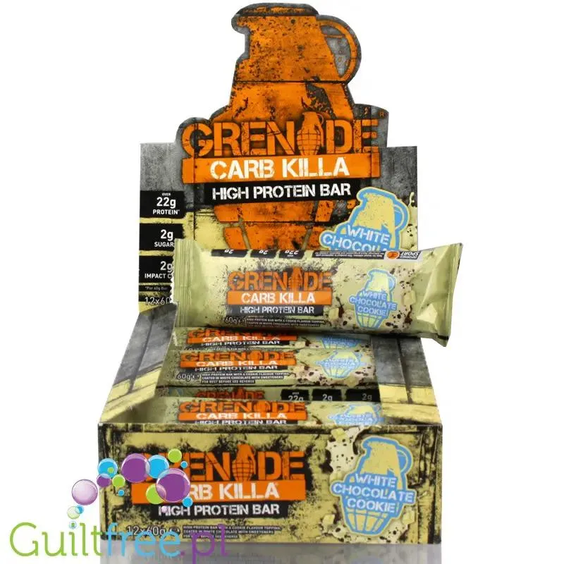 Grenade Carb Killa White Chocolate Cookie, baton białkowy bez cukru