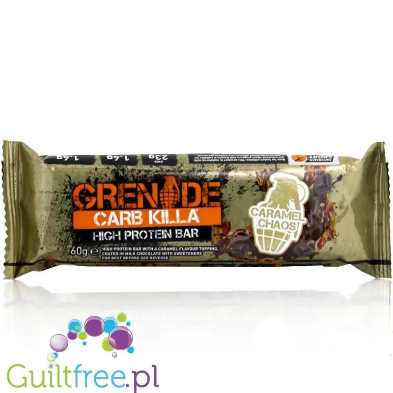 Grenade Carb Killa Caramel Chaos, 23g białka, proteinowy baton karmelowo-czekoladowy