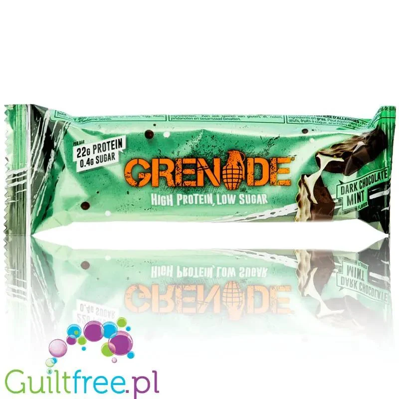Grenade Carb Killa Dark Chocolate Mint - baton 23g białka, z ksylitolem, Czekolada & Mięta
