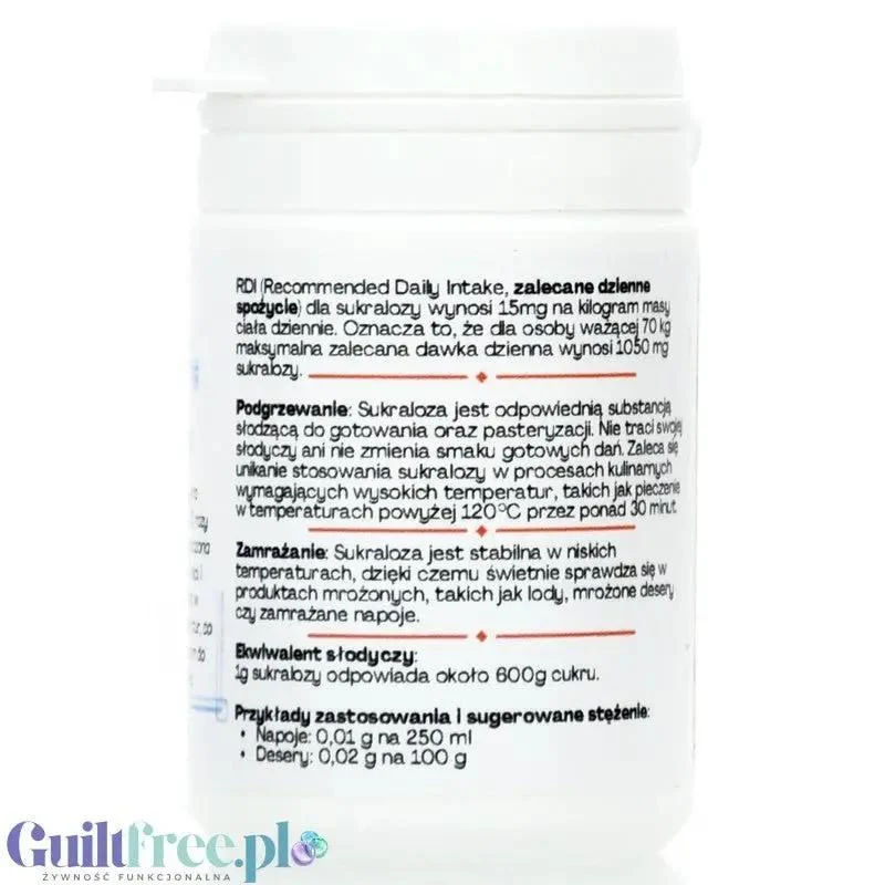FitGridients Sucralose - czysta sukraloza 100%, słodzik zero kalorii bez wypełniaczy, 600 x słodsza od cukru