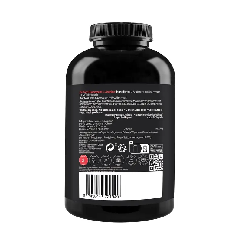 Zenement L-Arginine 700 Mg, 360 vegan capsules
