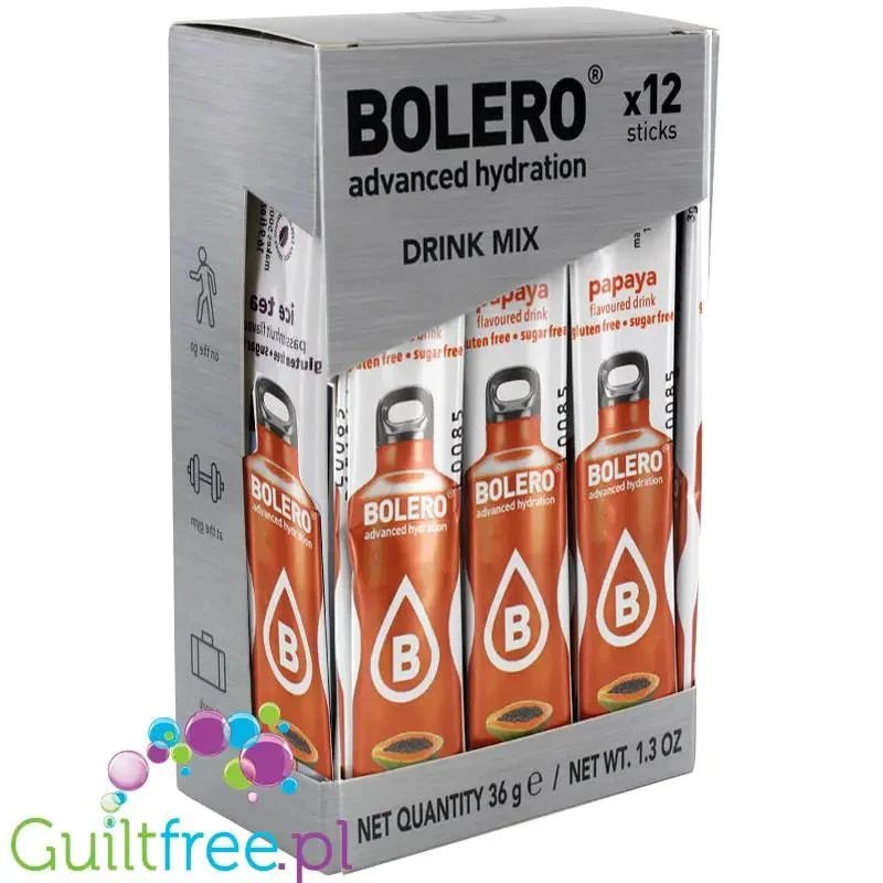 Bolero Sticks ze stewią, Papaja, 12 saszetek na 6L