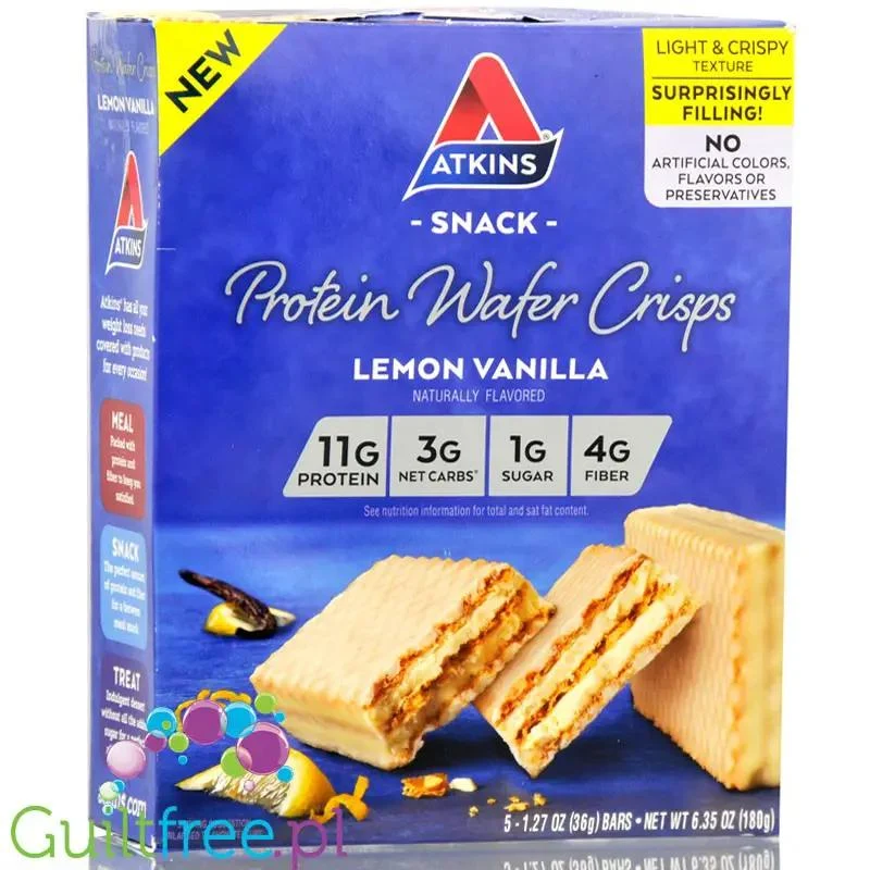 Atkins Wafer Crisps Lemon Creme - wafelek proteinowy z kremem cytrynowym