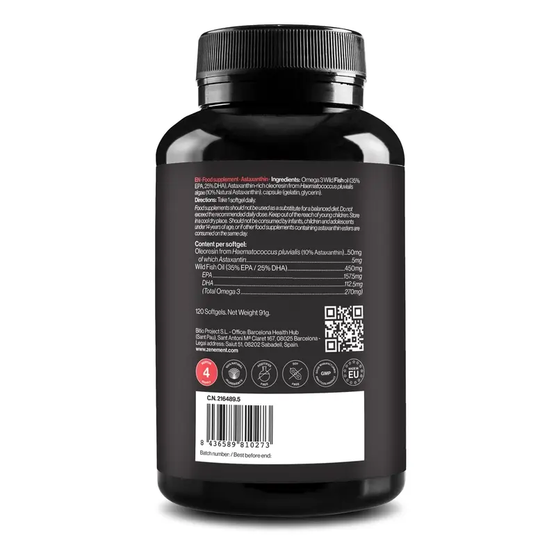Zenement Astaxanthin, 8 Mg, With Omega-3, 120 softgels