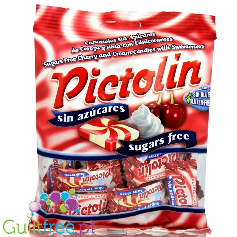 Pictolin Cereza y Nata 65g - wiśniowo-śmietankowe cukierki bez cukru