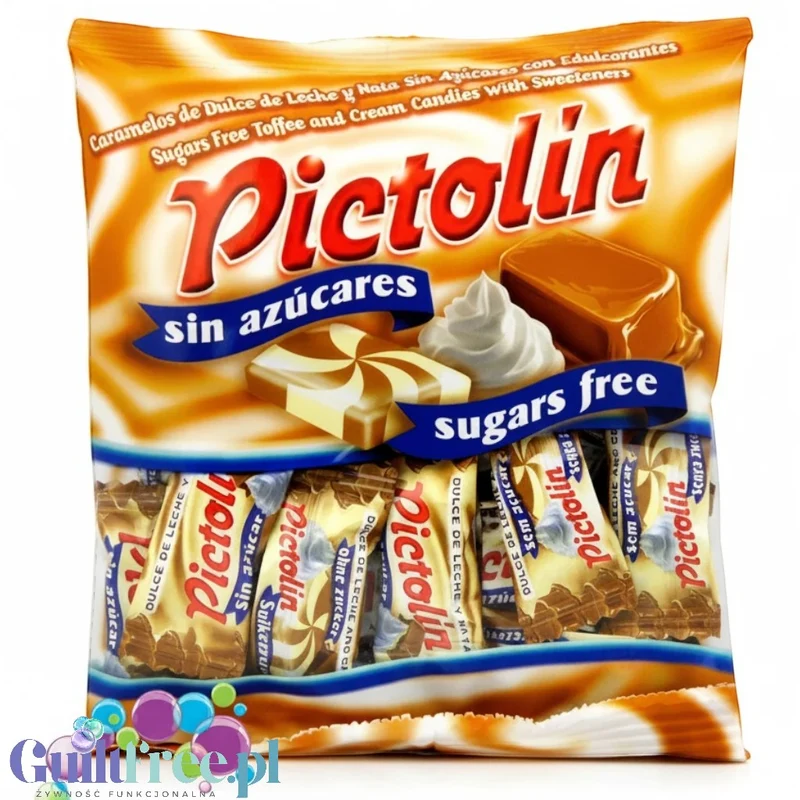 Pictolin Caramels de Dulce de Leche 65g - śmietankowo-toffee cukierki bez cukru