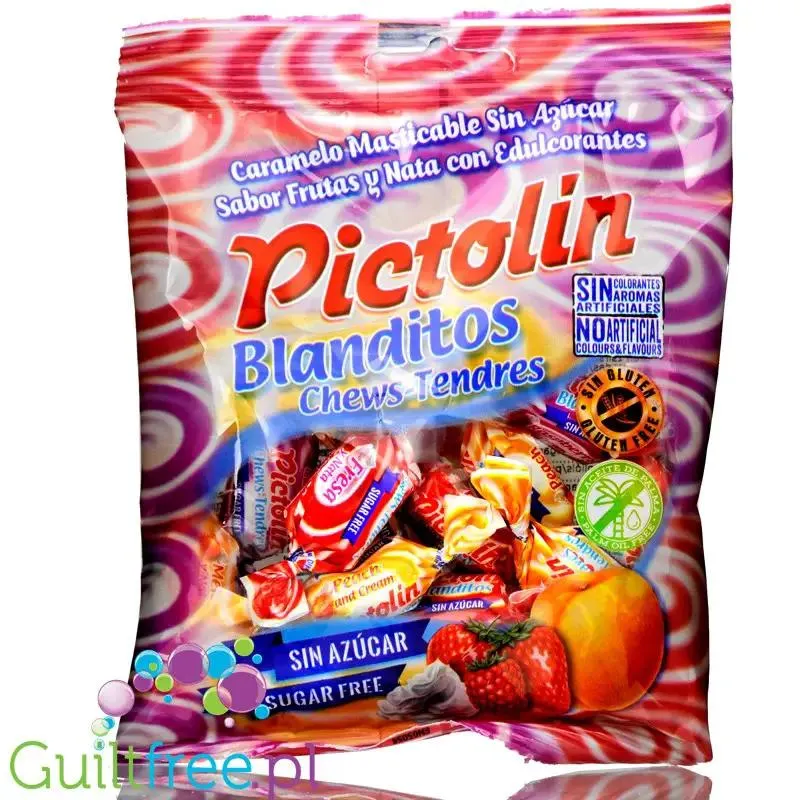 Pictolin Blanditos 65g - miękkie śmietankowo-owocowe cukierki bez cukru