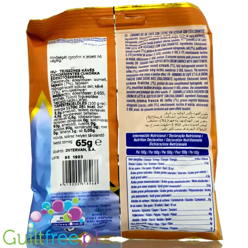 Pictolin Creme Cappucccino 65g - mleczno-kawowe bezglutenowe karmelki bez cukru