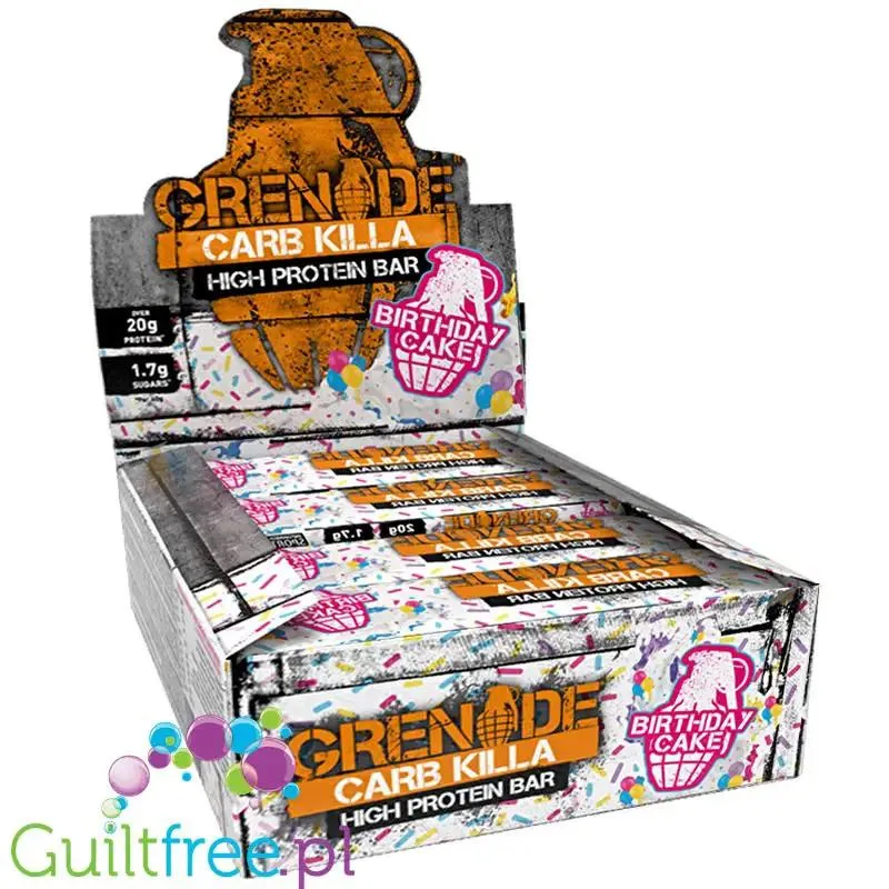 Grenade Carb Killa Birthday Cake, baton białkowy 20g białka
