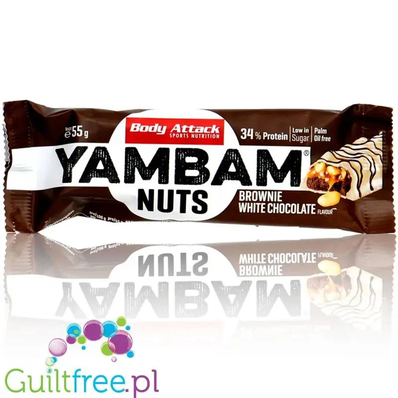 YamBam Brownie White Chocolate - baton białkowy Brownie, Karmel & Biała Czekolada