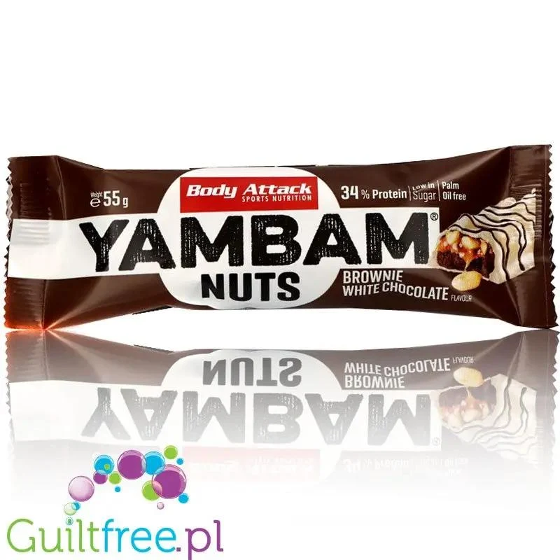 YamBam Brownie White Chocolate - baton białkowy Brownie, Karmel & Biała Czekolada