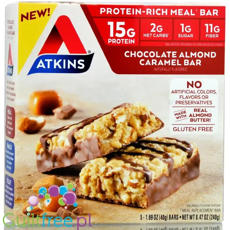 Atkins Meal Chocolate Almond Caramel PUDEŁKO x 5 batonów