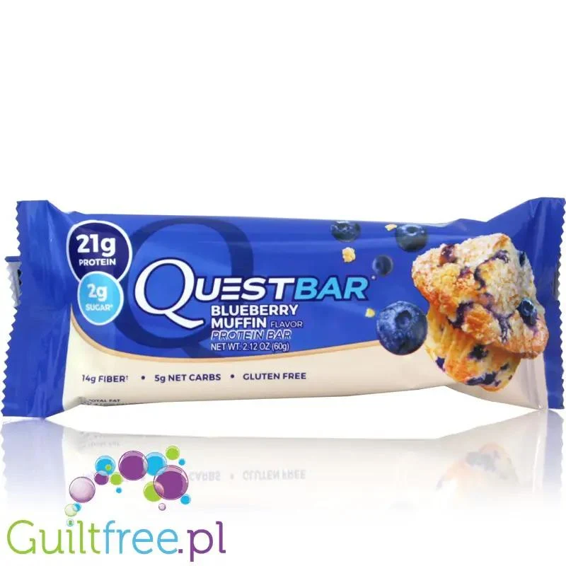 Quest Bar Blueberry Muffin - baton białkowy 21g białka, 14g błonnika