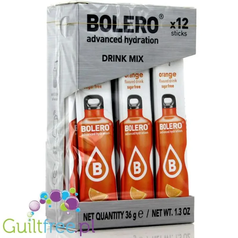 Bolero Sticks ze stewią, Pomarańcza, 12 saszetek na 6L