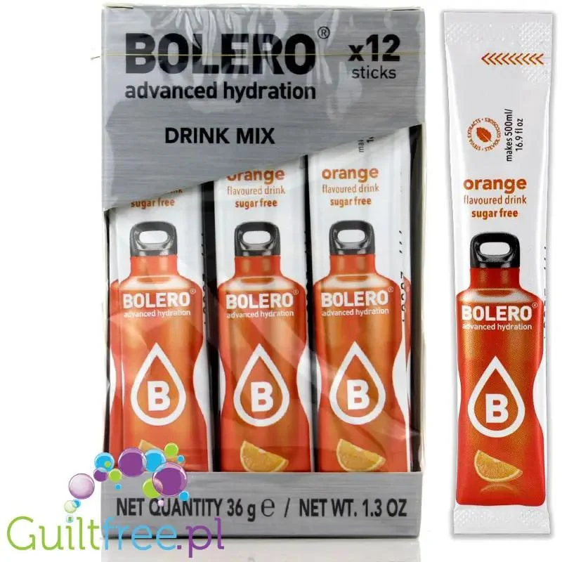 Bolero Sticks ze stewią, Pomarańcza, 12 saszetek na 6L