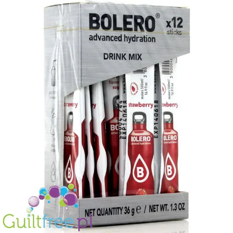 Bolero Sticks ze stewią, Truskawka, 12 saszetek na 6L