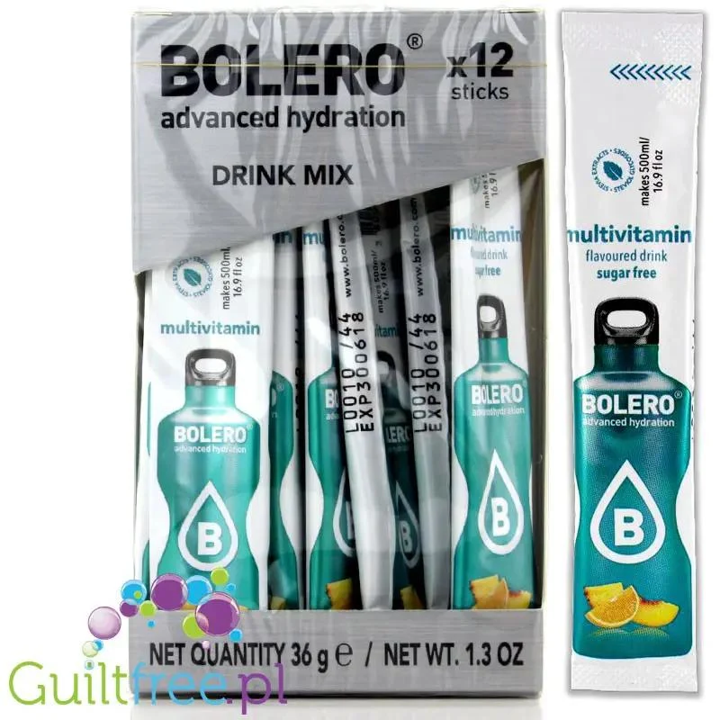 Bolero Sticks ze stewią, Multivitamina, 12 saszetek na 6L