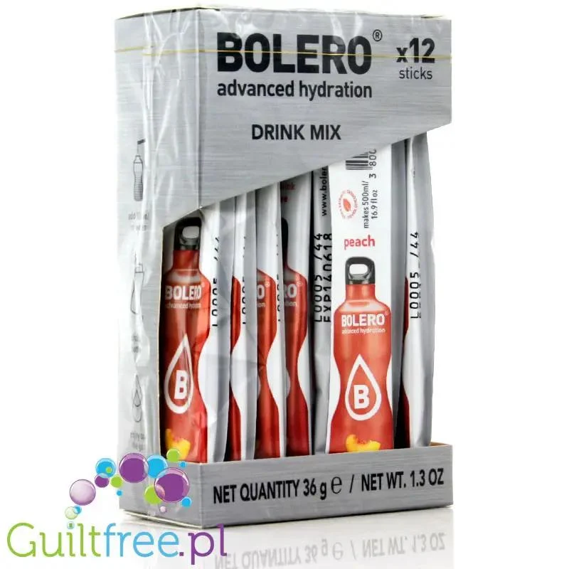 Bolero Sticks ze stewią, Brzoskwinia, 12 saszetek na 6L