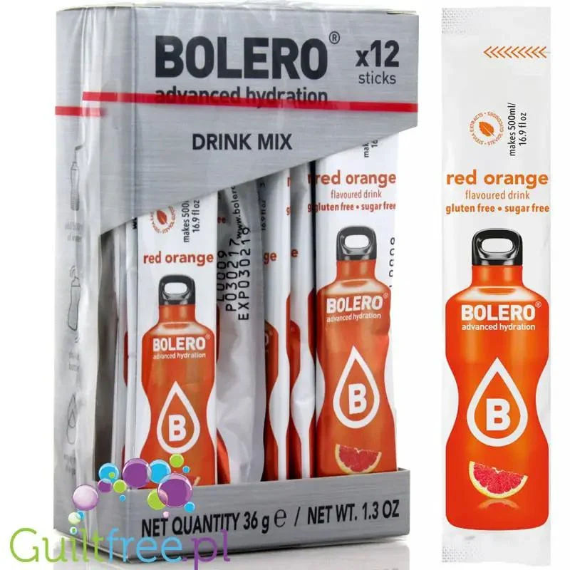 Bolero Sticks ze stewią, Red Orange, 12 saszetek na 6L
