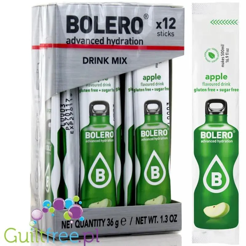 Bolero Sticks ze stewią, Jabłko, 12 saszetek na 6L