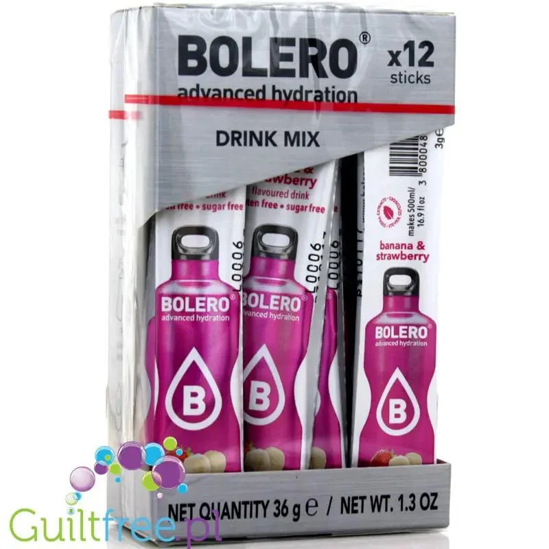 Bolero Sticks ze stewią, Banan & Truskawka, 12 saszetek na 6L