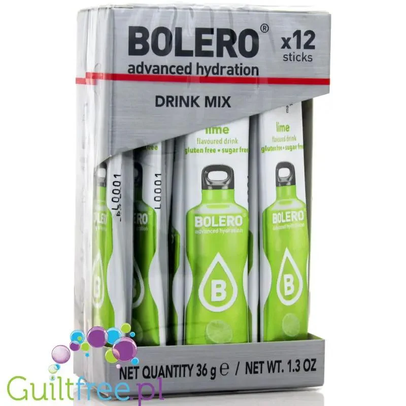 Bolero Sticks ze stewią, Limonka, 12 saszetek na 6L