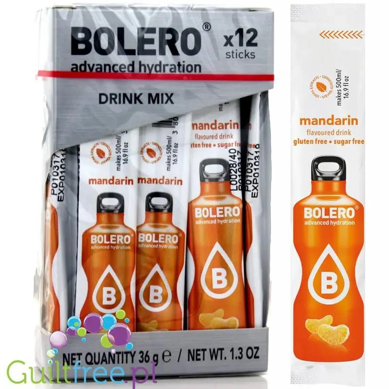 Bolero Sticks ze stewią, Mandarynka, 12 saszetek na 6L