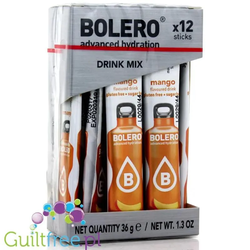 Bolero Sticks ze stewią, Mango, 12 saszetek na 6L