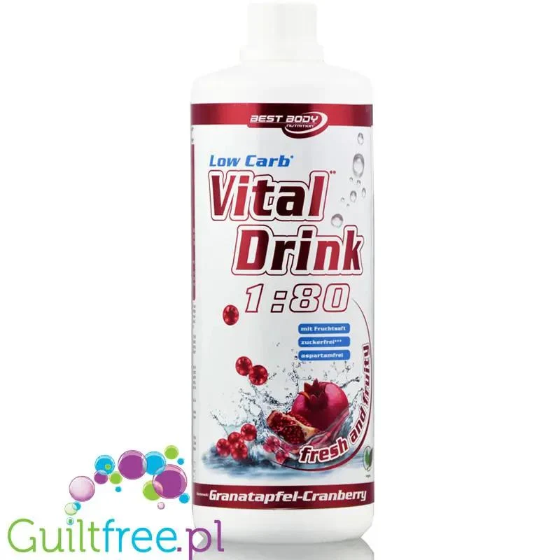 Vital Drink Granat & Żurawina 1L - koncentrat bez cukru z L-karnityną i witaminami