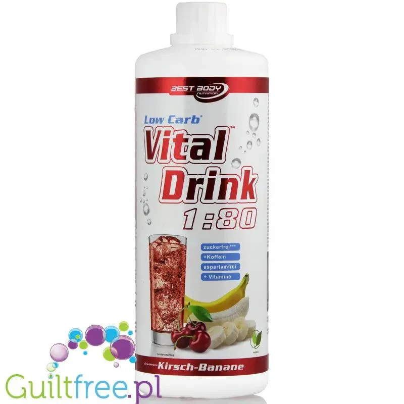 Vital Drink Wiśnia & Banan 1L - koncentrat bez cukru z L-karnityną i witaminami