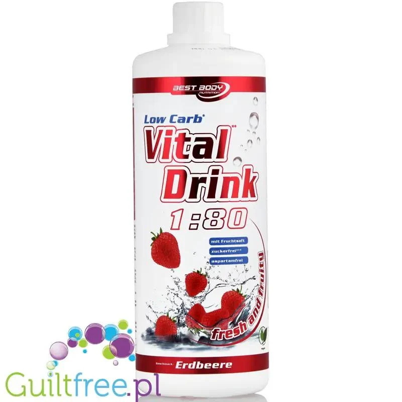 Vital Drink Truskawka 1L - koncentrat bez cukru z L-karnityną i witaminami