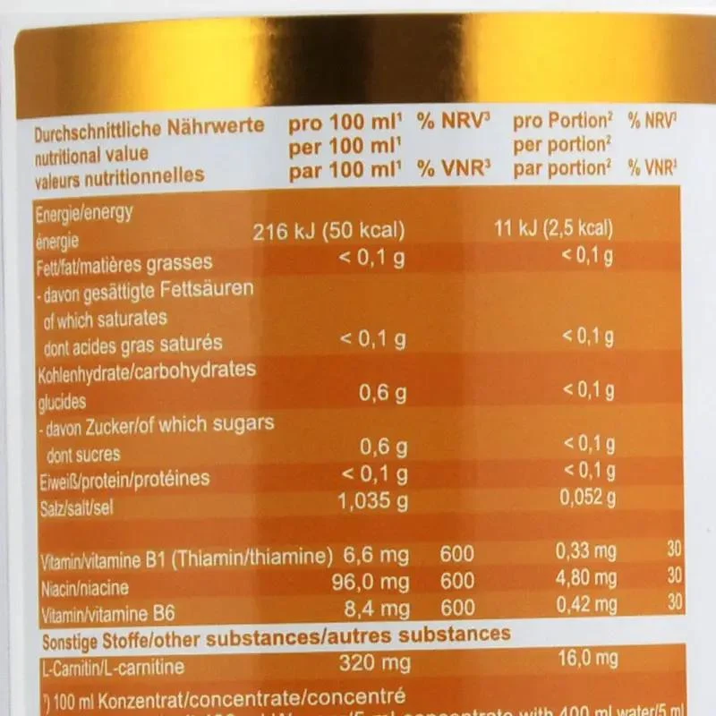 Vital Drink Brzoskwinia & Marakuja 1L - koncentrat bez cukru do przygotowania 80L napoju, L-karnityna i witaminy