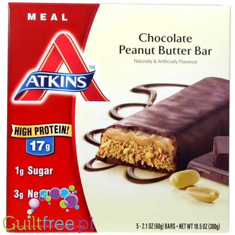 Atkins Meal Chocolate Peanut PUDEŁKO x 5 batonów