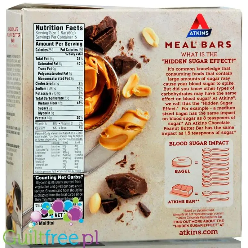 Atkins Meal Chocolate Peanut PUDEŁKO x 5 batonów