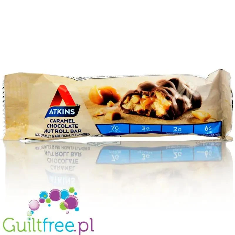 Atkins Snack Caramel Chocolate Nut Roll - PUDEŁKO x 5 batonów
