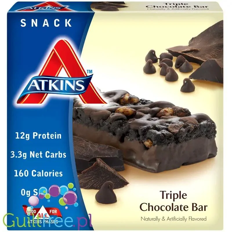 Atkins Snack Triple Chocolate - PUDEŁKO x 5 BATONÓW