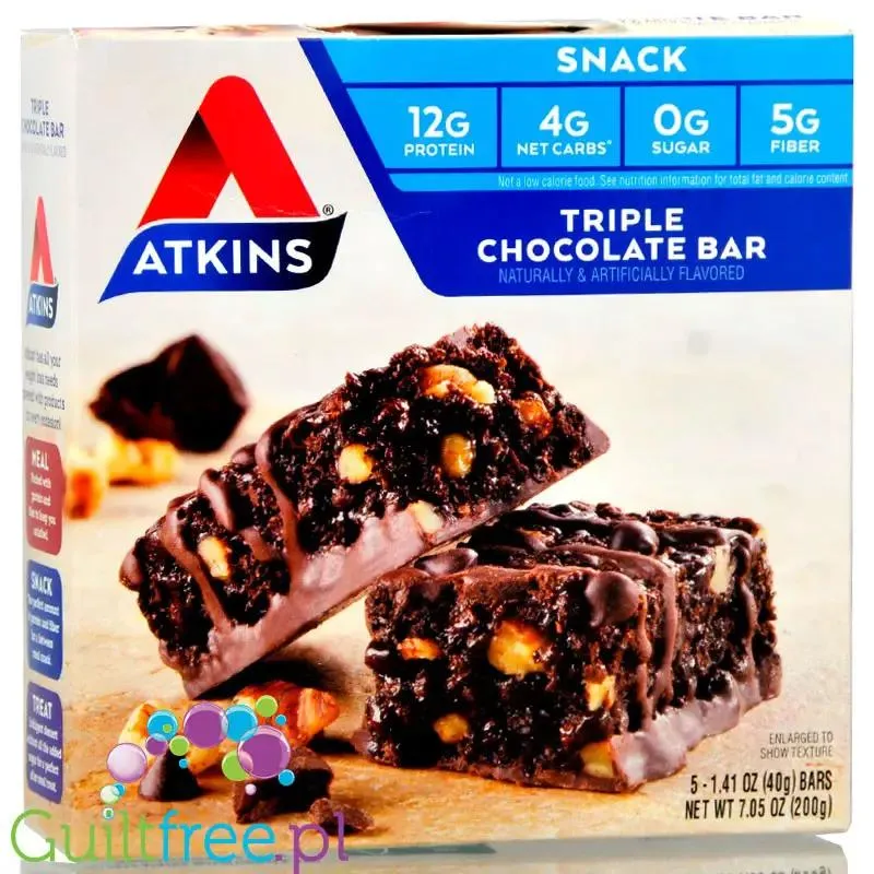 Atkins Snack Triple Chocolate - baton Potrójna Czekolada, baton 12g białka, 4g węglowodanów
