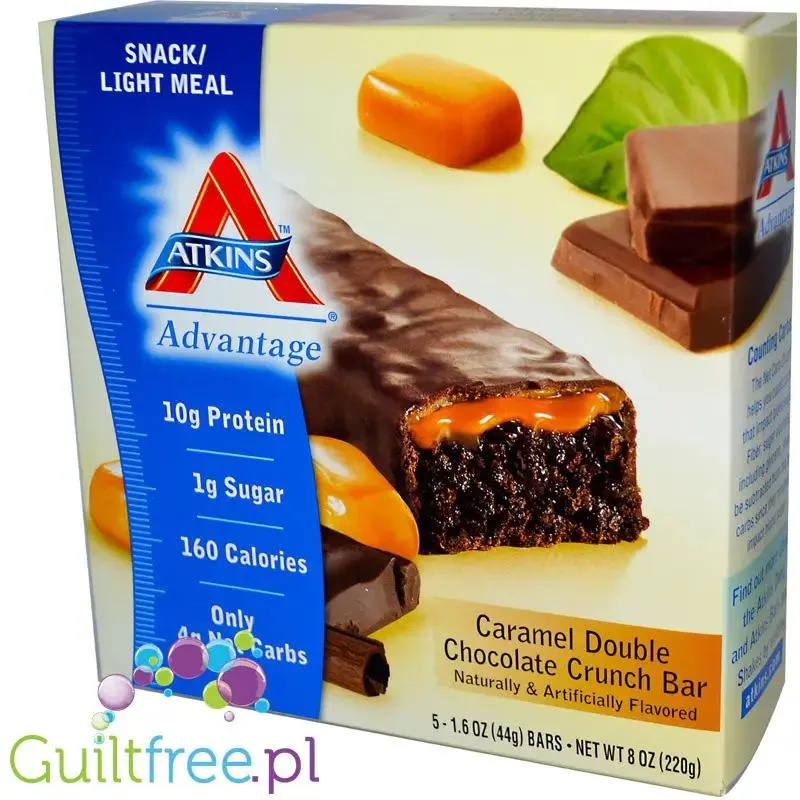 Atkins Snack Caramel Double Chocolate Crunch PUDEŁKO x 5 batonów