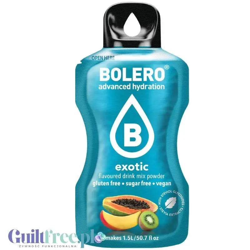 Bolero Drink Exotic 9g - saszetka do napojów bez cukru ze stewią, Owoce Egzotyczne