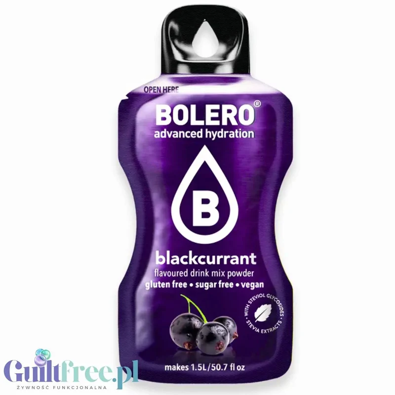 Bolero Drink Blackcurrant 9g - napój instant w saszetce, ze stewią, smak Czarna Porzeczka