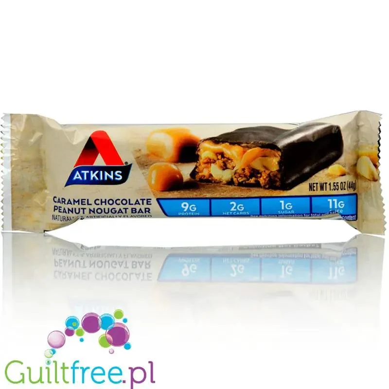 Atkins Snack Caramel Chocolate Peanut Nougat -baton Karmel, Czekolada, Nugat, Masło Orzechowe, 9g białka