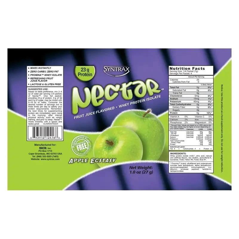 Syntrax Nectar Apple Ecstasy - odżywka białkowa bez cukru i bez tłuszczu