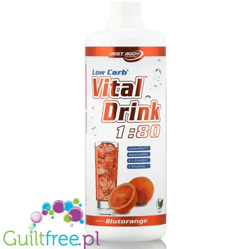Vital Drink Blood Orange 1L - koncentrat bez cukru z L-karnityną i witaminami