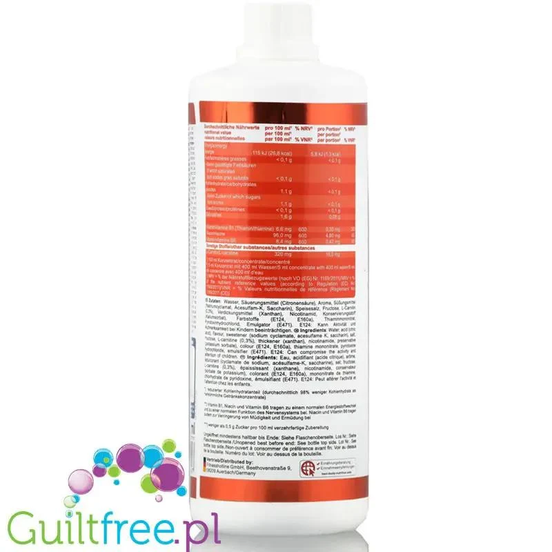 Vital Drink Blood Orange 1L - koncentrat bez cukru z L-karnityną i witaminami