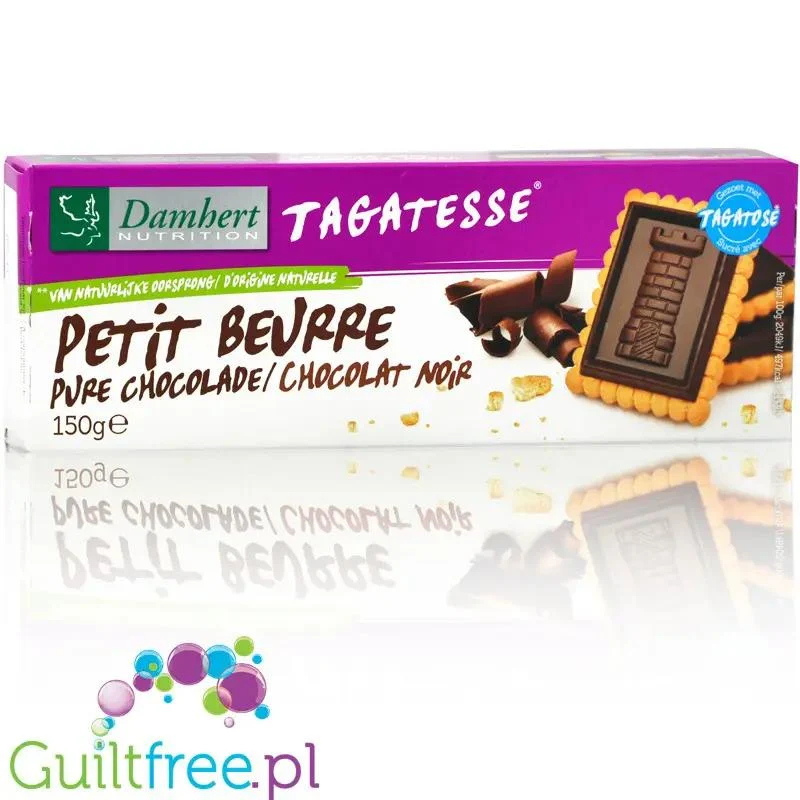 Tagatesse petit beurre ciastka z ciemną czekoladą, z tagatozą