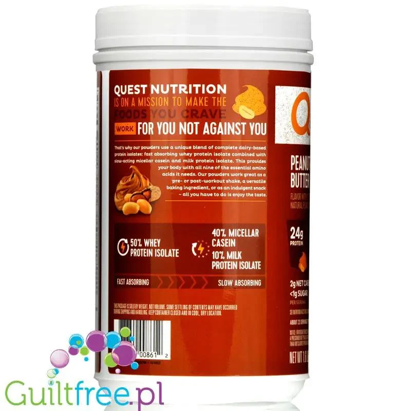 Quest Protein Powder Peanut Butter - odżywka białkowa ze stewią, Masło Orzechowe