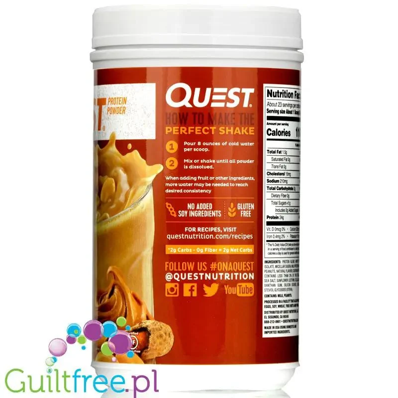 Quest Protein Powder Peanut Butter - odżywka białkowa ze stewią, Masło Orzechowe