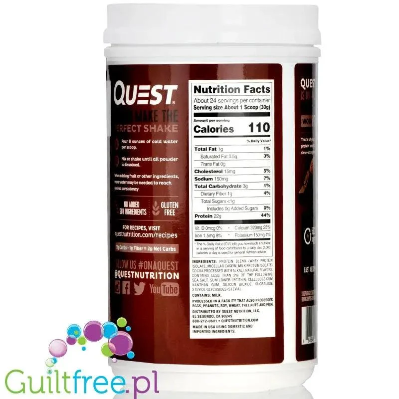 Quest Protein Powder, Chocolate Milkshake - Odżywka białkowa
