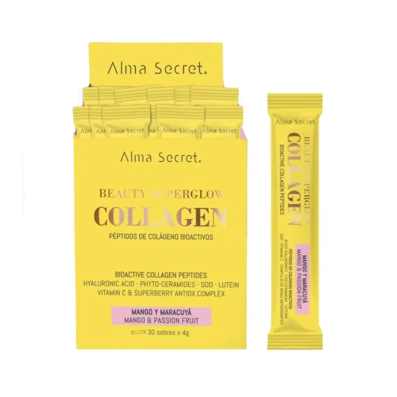 Alma Secret Beauty Superglow Collagen Mango & Passion Fruit Flavour , 30x4 grams