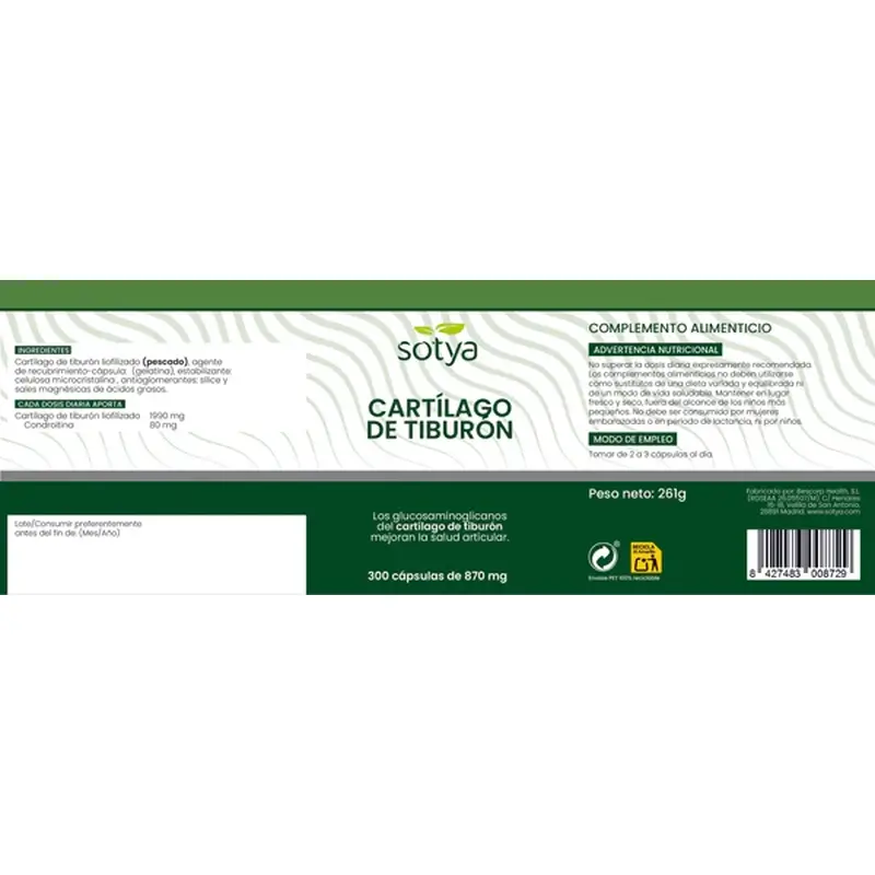 Sotya Shark Cartilage 870 Mg , 300 capsules